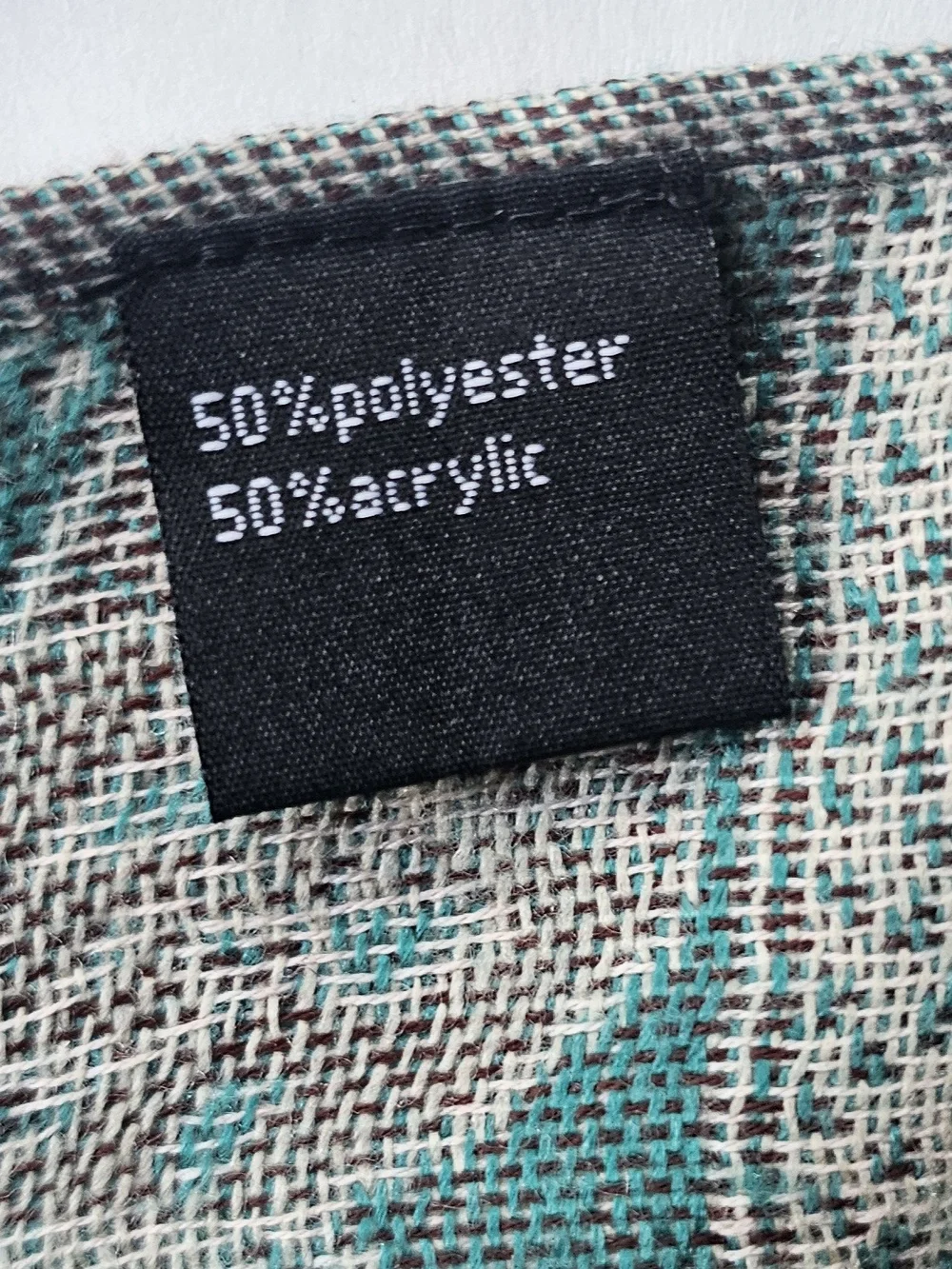 Teal Ivory Paisley Woven Fringe Rectangle Scarf Wrap Women Polyester Acrylic